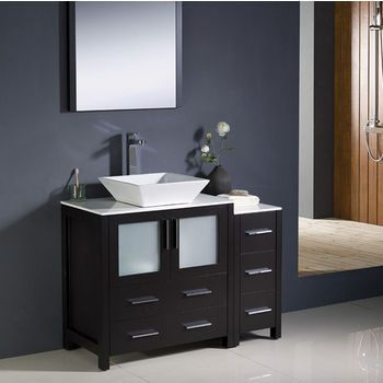 Fresca Torino 42" Espresso Modern Bathroom Vanity with Side Cabinet and Vessel Sink, Dimensions of Vanity: 42" W x 18-1/8" D x 35-5/8" H
