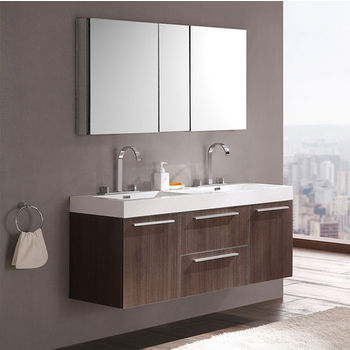 Opulento 54 Wall Mounted Double Sink Bathroom Vanity W Medicine