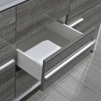 60" Ash Gray Double Sink Drawer Opened View