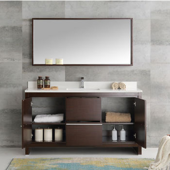 Allier 60'' Ash Gray, Gray Oak, Wenge or White Modern Single Sink
