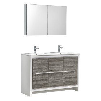 48" Ash Gray Double Sink Angle Product View