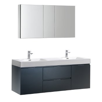 60" Dark Slate Gray Double Sink Angle Product View