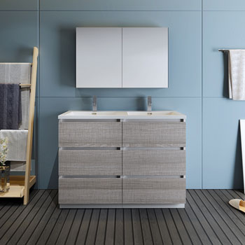 Featured image of post Freestanding Bathroom Double Vanity Whatever size your bathroom is making the most of the space available is always at the top of most people s lists which is why we offer a range of sophisticated luxury bathroom vanity units