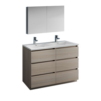 Gray Wood Double Vanity Set Product View