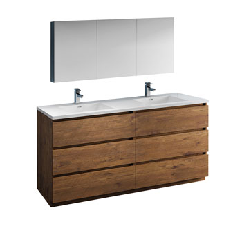 72" Rosewood with Medicine Cabinet and Sink Product View
