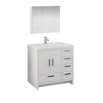 Right Glossy White Full Vanity Set Product View