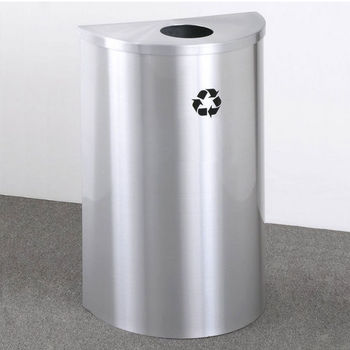 Single Purpose Half Round Recycling Receptacles with Hinged Lids, 4-7/8" Opening