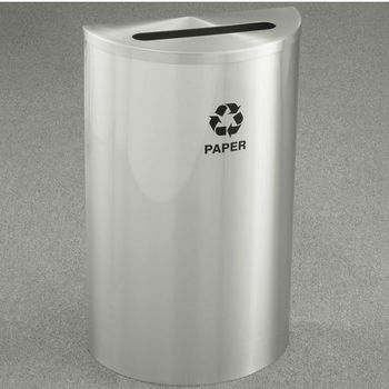Single Purpose Half Round Recycling Receptacles with Hinged Lids, 2-1/2" x 9-1/2" Opening