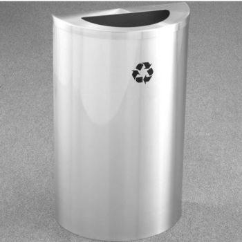 Single Purpose Half Round Recycling Receptacles with Hinged Lids and Half Round Opening