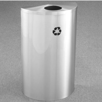 Single Purpose Half Round Recycling Receptacles with Hinged Lids, 5-1/2" Opening