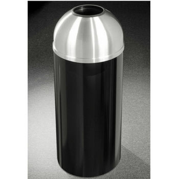 Glaro 8, 12 & 16 Gallon Mount Everest Open Dome Top Waste Receptacles with Satin Aluminum Covers