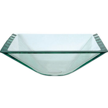 Kraus Aquamarine Square Frosted Glass Sink with Pop-Up Drain & Mounting Ring, 16-1/2''W x 16-1/2''D x 6''H