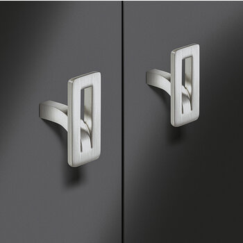 Hafele Design Deco Series H2355 Decorative Cabinet Vertical T-Knob, Zinc, Brushed Nickel, 1'' W x 1-1/4'' D x 2-1/16'' H Installed View