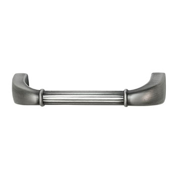 Hafele Keystone Fluted Style Collection Handle, Satin Pewter, 106mm W x 20mm D x 31mm H, 96 Center to Center