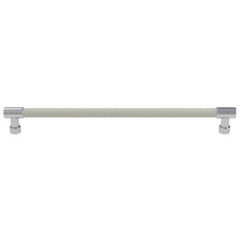 Hafele Cornerstone Series Tag Elite Traditional Cabinet Pull, Zinc, Winter Leather Handle with Matte Aluminum Base, Center to Center: 256mm (10-1/16'')
