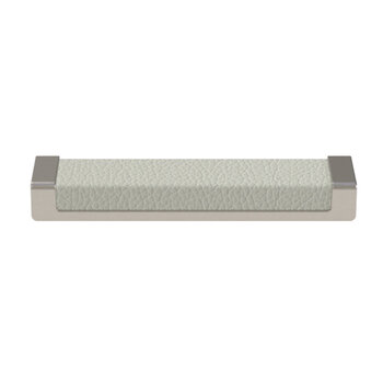 Hafele Cornerstone Series Tag Pull Decorative Cabinet Pull, Zinc, Winter Leather Handle with Matte Nickel Base, Center to Center: 128mm (5-1/16'')