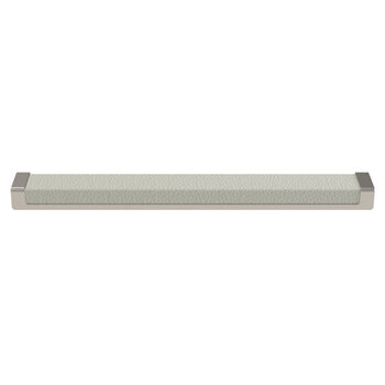 Hafele Cornerstone Series Tag Pull Decorative Cabinet Pull, Zinc, Winter Leather Handle with Matte Nickel Base, Center to Center: 256mm (10-1/16'')