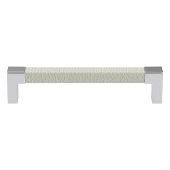 Hafele Cornerstone Series Tag Modern Decorative Cabinet Pull, Zinc, Winter Leather Handle with Matte Aluminum Base, Center to Center: 128mm (5-1/16'')