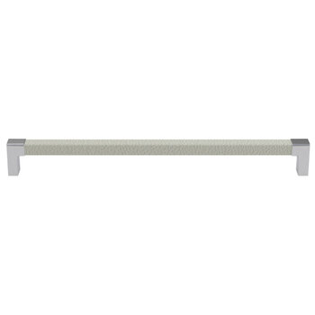 Hafele Cornerstone Series Tag Modern Decorative Cabinet Pull, Zinc, Winter Leather Handle with Matte Aluminum Base, Center to Center: 256mm (10-1/16'')