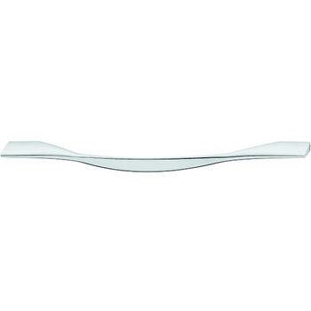 Hafele (9-1/2'' W) Curved Handle in Polished Chrome, 240mm W x 27mm D x 12.5mm H