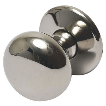 Hafele Mulberry Collection 1-1/4'' Dia. Round Knob in Polished Nickel, 32mm Diameter x 34mm D x 5mm Base Diameter