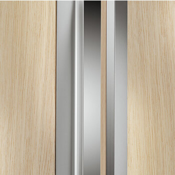Hafele Design Deco Series Passages Vertical End Profile Continuous Handle, Aluminum, Stainless Steel Look, 98-7/16'' W x 7/8'' D, Close-Up View