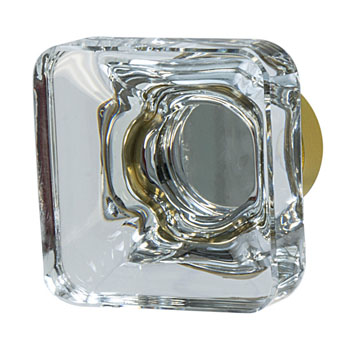 Hafele Amerock Glacio Collection Square Knob, Golden Champagne/ Clear, 35mm W x 35mm D x 33mm H