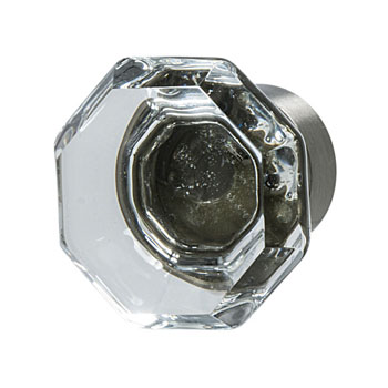 Hafele Amerock Traditional Classics Collection Glass Knob, Clear/ Satin Nickel, 33mm Diameter