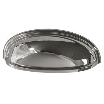 Hafele Amerock Ashby Collection Cup Pull, Polished Nickel, 128mm W x 44mm D x 35mm H, 76/ 102mm Center to Center