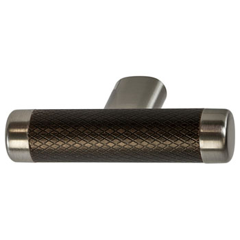 Hafele Amerock Esquire Collection Knob, Satin Nickel/ Oil-Rubbed Bronze, 67mm W x 16mm D x 38mm H