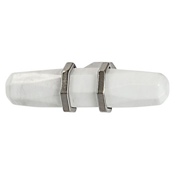 Hafele Amerock Carrione Collection Knob, White Marble/ Satin Nickel, 64mm W x 21mm D x 40mm H