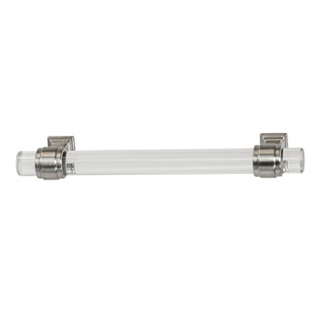 Hafele Amerock Glacio Collection Handle, Satin Nickel/ Clear, 167mm W x 19mm D x 38mm H, 128mm Center to Center
