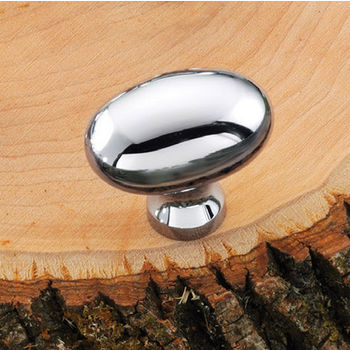 Hafele (1-3/8'' W) Oval Knob in Polished Chrome, 35mm W x 35mm D x 23mm H