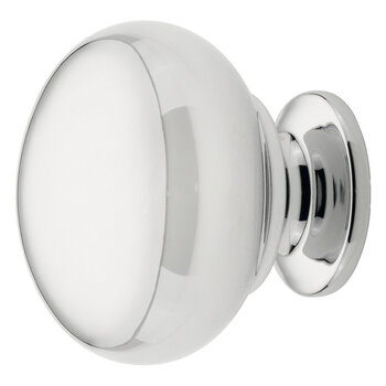 Hafele Deco Series Classic Collection Classic Cabinet Round Knob in Polished Chrome Finish Code: 101BR75, Brass, 1-1/4" Diameter x 1-1/8" D