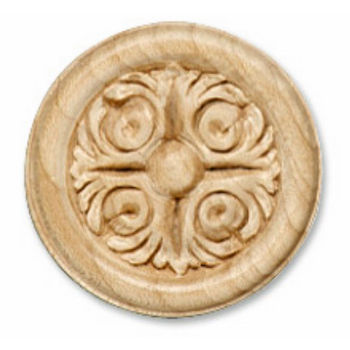 Hafele Acanthus Collection Ornament, Carved, 2-1/8'' Dia., 3/8'' D