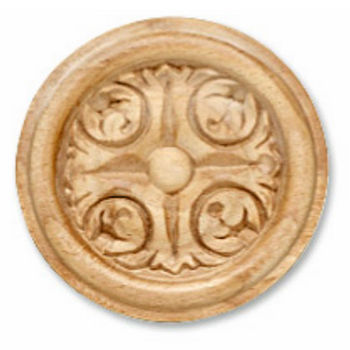 Hafele Acanthus Collection Carved Ornament, Round, 2-7/8'' Dia. x 3/8'' D