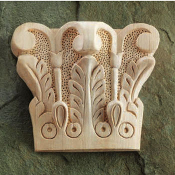 Hafele Acanthus Collection Onlay Ornament, Carved, 5-1/8'' W x 1-9/16'' D x 4-1/2'' H, Beech