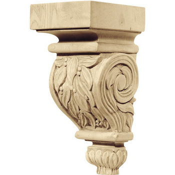 Hafele Chateau Collection Hand Carved Corbel, Leaves Motif 6'' H