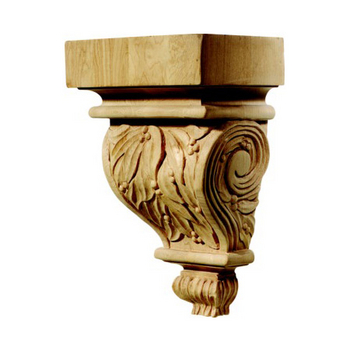 Hafele Chateau Collection Hand Carved Corbel, Leaves Motif 6'' H