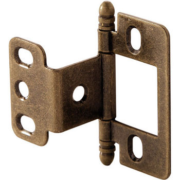 Hafele Partial Wrap Non-Mortise Decorative Butt Hinge with Ball Finial in Antique Brass, Overall Height: 63mm (2-1/2'')
