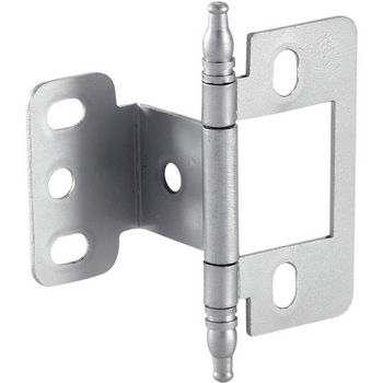 Hafele Partial Wrap Non-Mortise Decorative Butt Hinge with Minaret Finial in Satin Chrome, Overall Height: 71mm (2-13/16'')