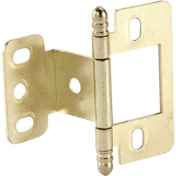 Hafele Partial Wrap Non-Mortise Decorative Butt Hinge with Ball Finial in Brass Plated, Overall Height: 63mm (2-1/2'')