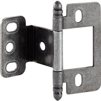 Hafele Partial Wrap Non-Mortise Decorative Butt Hinge with Ball Finial in Pewter, Overall Height: 63mm (2-1/2'')