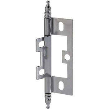 Hafele Non-Mortised Butt Hinge with Minaret Finial in Chrome, Overall Height: 91mm (3-9/16'')