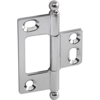 Hafele Elite Decorative Non-Mortised Butt Hinge with Ball Finial in Polished Chrome, Overall Height: 65mm (2-9/16'')