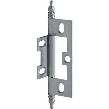 Hafele Non-Mortised Butt Hinge with Minaret Finial in Satin Chrome, Overall Height: 91mm (3-9/16'')
