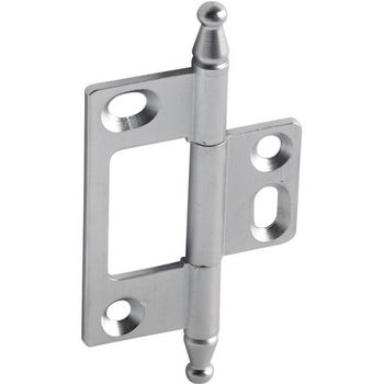 Hafele Elite Decorative Non-Mortised Butt Hinge with Minaret Finial in Satin Chrome, Overall Height: 75mm (2-15/16'')