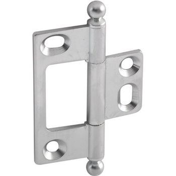 Hafele Elite Decorative Non-Mortised Butt Hinge with Ball Finial in Satin Chrome, Overall Height: 65mm (2-9/16'')