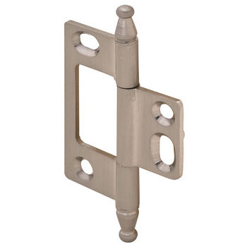 Hafele Elite Decorative Non-Mortised Butt Hinge with Minaret Finial in Brushed Nickel, Overall Height: 75mm (2-15/16'')