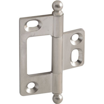 Hafele Elite Decorative Non-Mortised Butt Hinge with Ball Finial in Brushed Nickel, Overall Height: 65mm (2-9/16'')